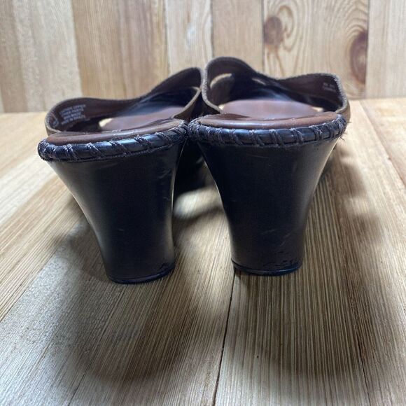 Naturalizer Sandals Women Size 8 Wedge Open Toe Slip On Brown Leather 2062 - Picture 7 of 13